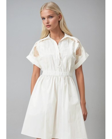 Dantel İşleme Motifli Mini Elbise