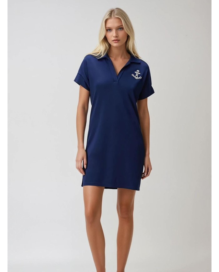 Çapa Taş İşlemeli Kupra Modal Elbise