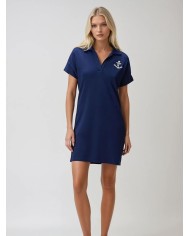 Çapa Taş İşlemeli Kupra Modal Elbise