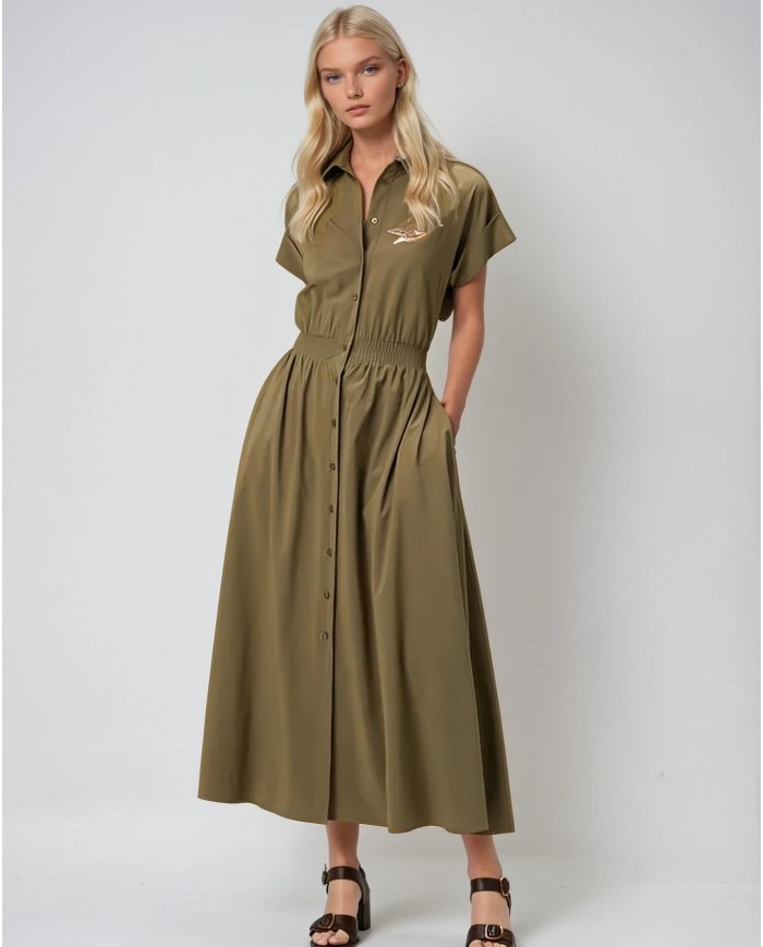 Meç Taş İşleme Kısa Kollu Maxi Elbise