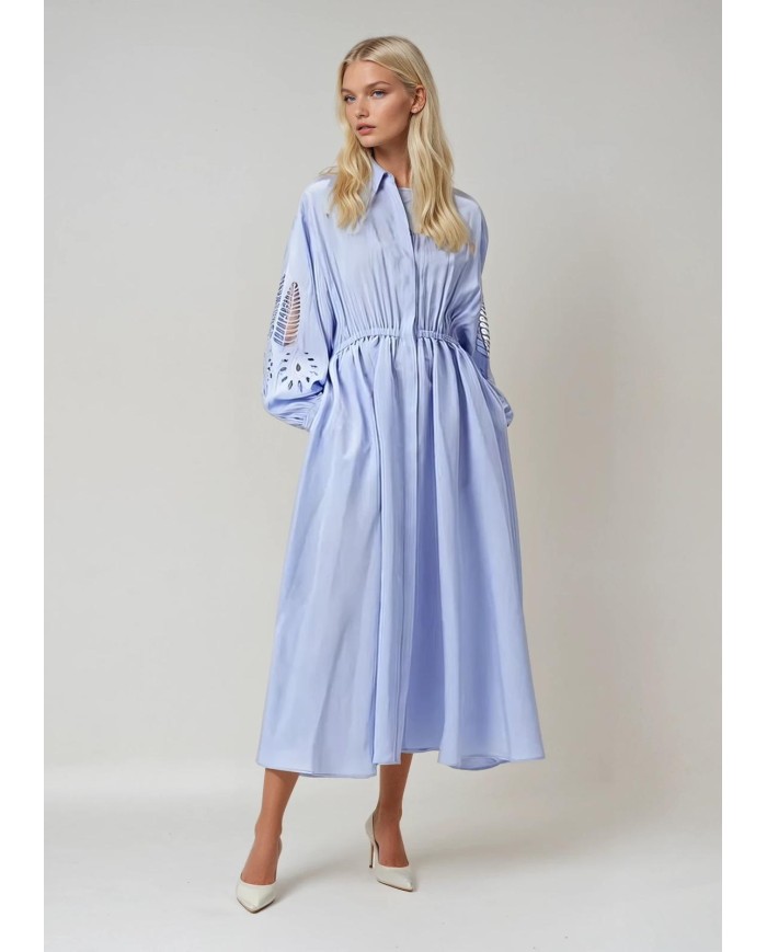 Kolu Dantel İşlemeli Maxi Elbise