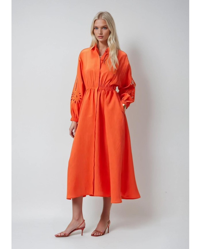 Kolu Dantel İşlemeli Maxi Elbise