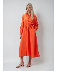 Kolu Dantel İşlemeli Maxi Elbise