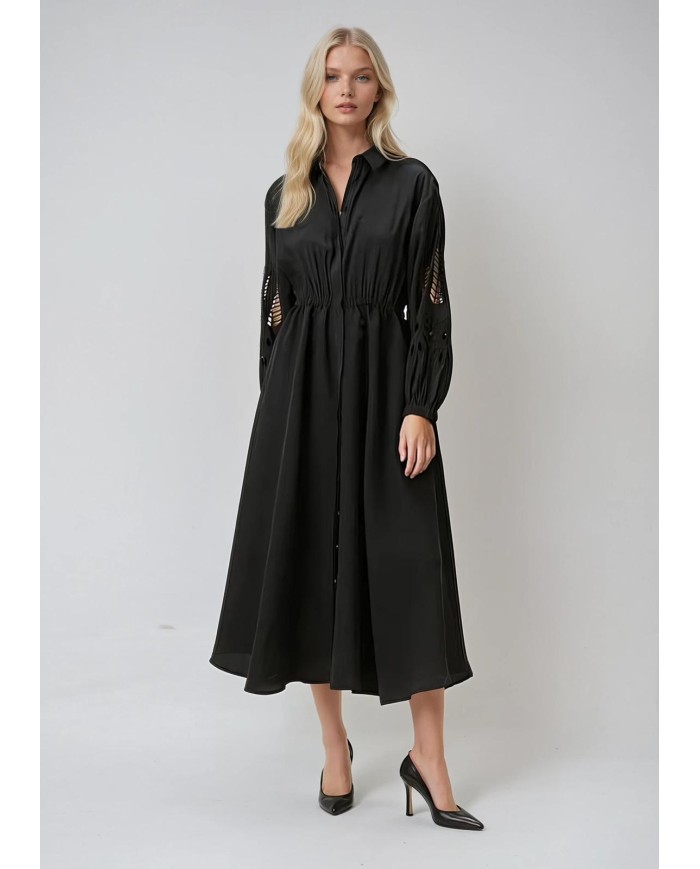 Kolu Dantel İşlemeli Maxi Elbise