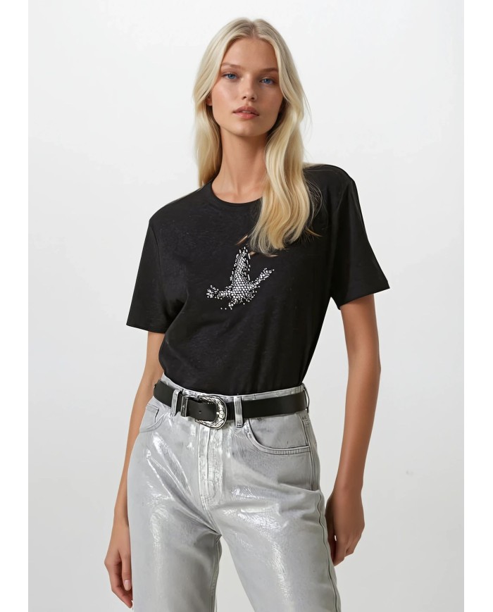 Antrasit Kaz Logo Taş İşleme T-Shirt