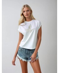 Oyma Nakış İşlemeli Kupra Modal T-Shirt