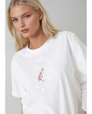 Oyma Nakış İşlemeli Kupra Modal T-Shirt