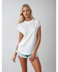 Oyma Nakış İşlemeli Kupra Modal T-Shirt