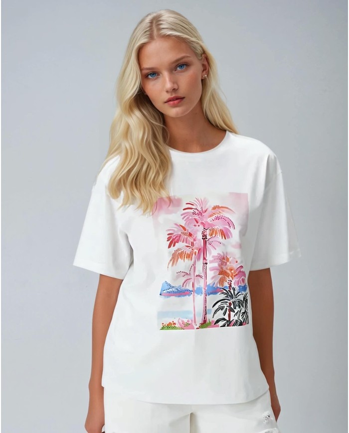 Palmiye Baskı ve Taş İşleme T-Shirt