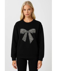 Kurdele Taş İşleme Sweatshirt