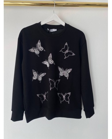 Kelebek Taş İşleme Sweatshirt