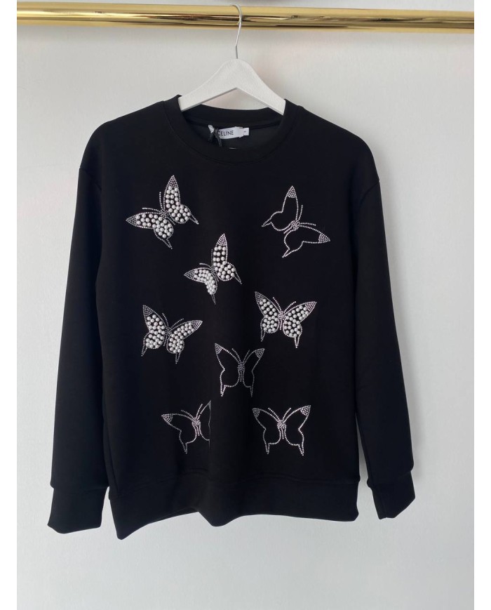 Kelebek Taş İşleme Sweatshirt