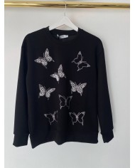 Kelebek Taş İşleme Sweatshirt