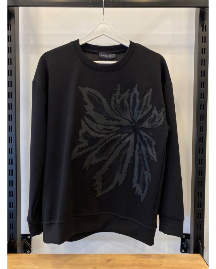 Deri Yaprak Motifli Sweatshirt