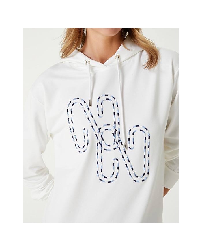 Kapüşonlu Nakışlı Sweatshirt