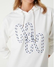 Kapüşonlu Nakışlı Sweatshirt