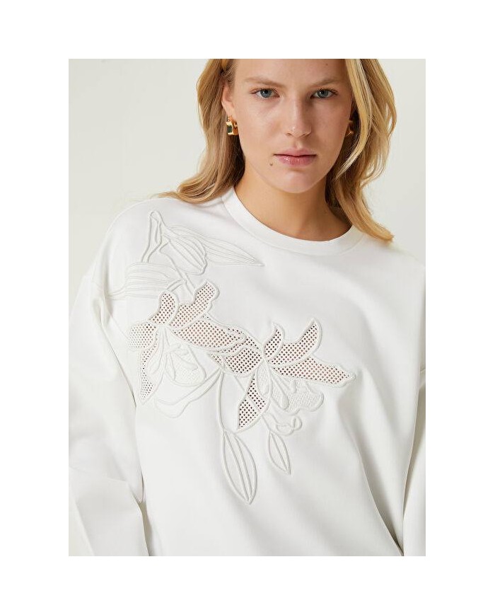 Lilyum Çiçek Dantelli Sweatshirt