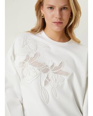Lilyum Çiçek Dantelli Sweatshirt