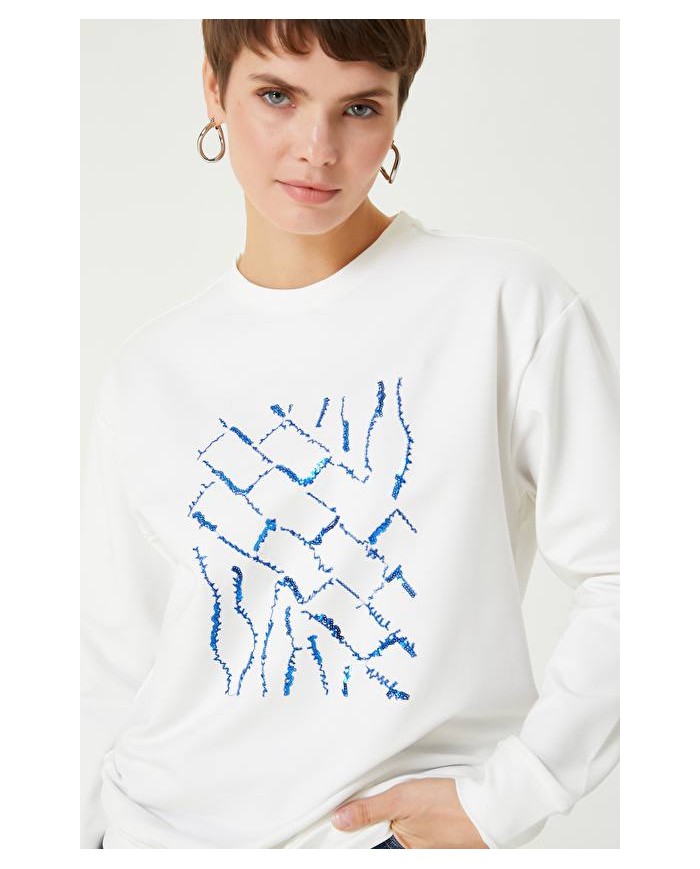 Payetli ve Nakışlı Sweatshirt