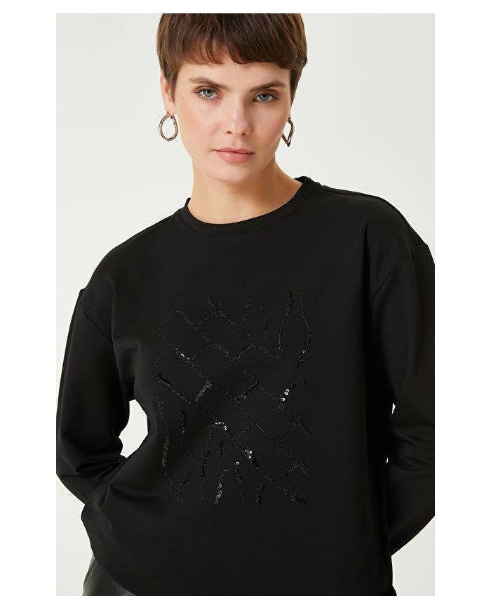 Payetli ve Nakışlı Sweatshirt