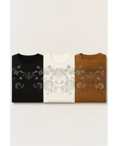 Taş Baskılı Sweatshirt