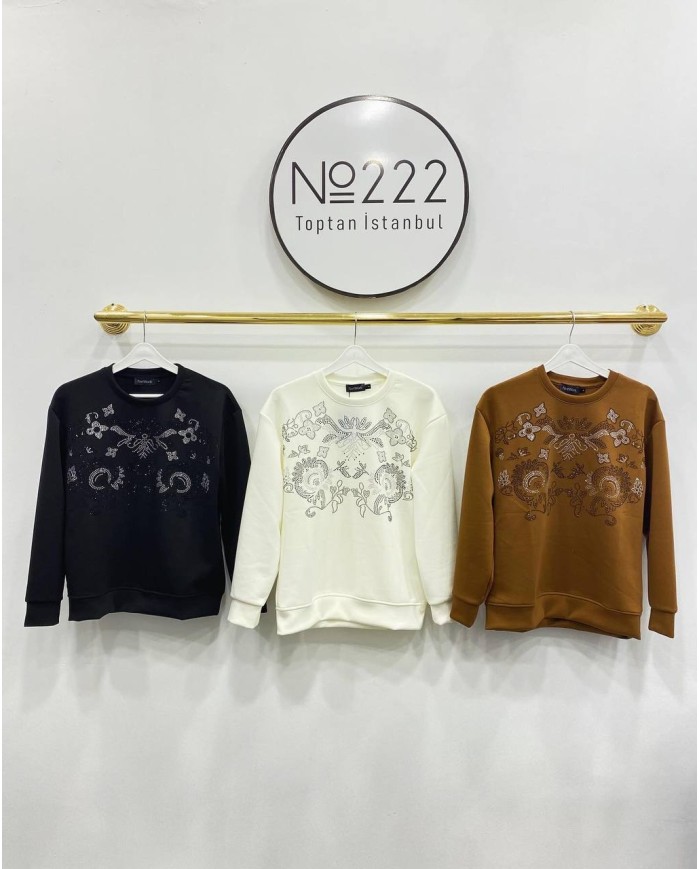 Taş Baskılı Sweatshirt