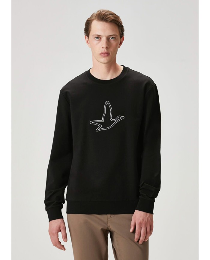 Çift Şerit Nakışlı Sweatshirt