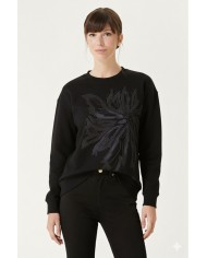 Deri Yaprak Motifli Sweatshirt