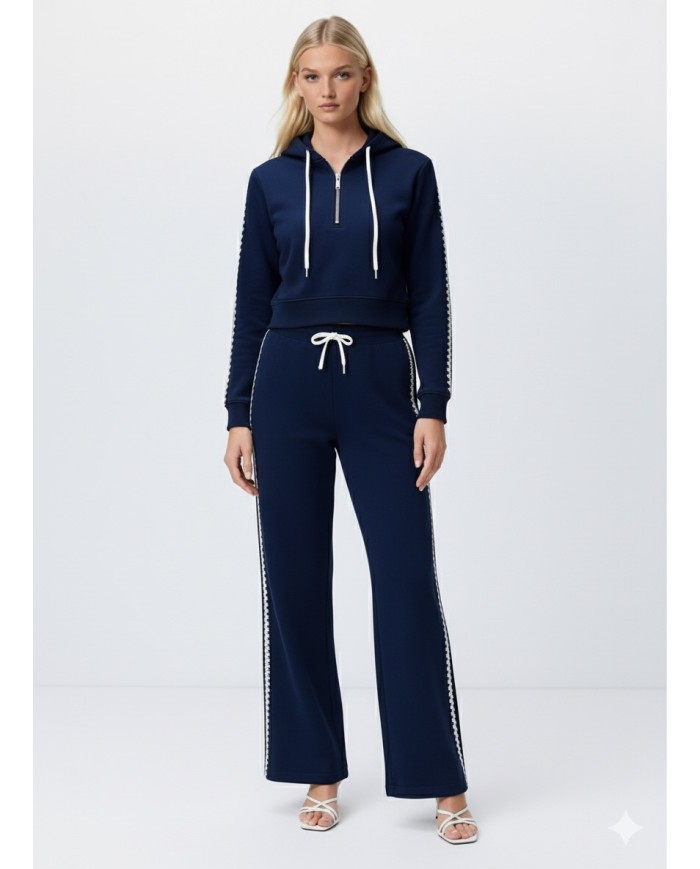 Kroşeta Dikişli Yarım Fermuar Modal Eşofman Takım