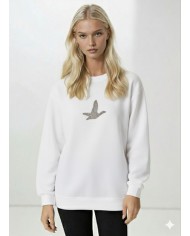 Taş Baskı Orta Kaz Motifli Sweatshirt