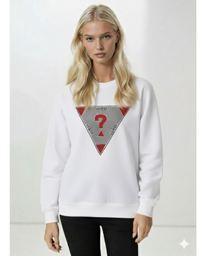 Üçgen Fleksi ve Taş Baskı Modal Sweatshirt