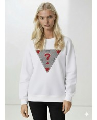 Üçgen Fleksi ve Taş Baskı Modal Sweatshirt