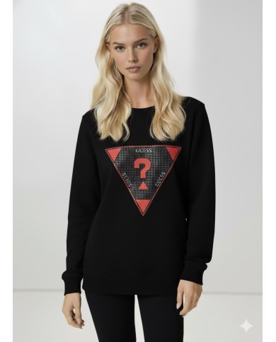 Üçgen Fleksi ve Taş Baskı Modal Sweatshirt