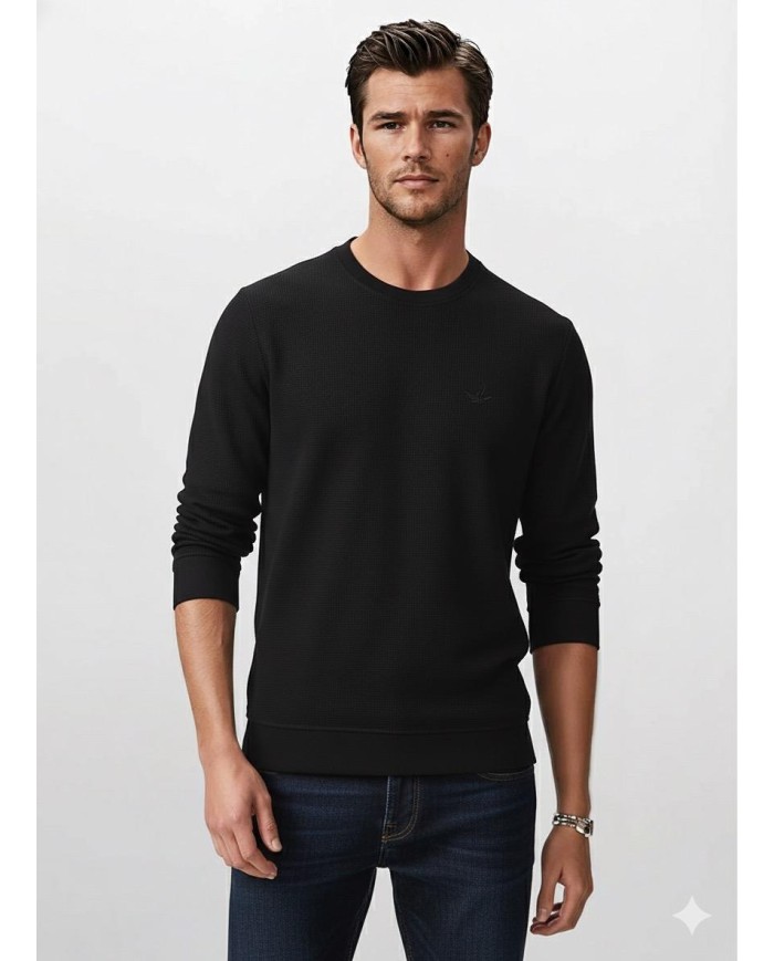 Fitilli Logo Nakışlı Basic Sweatshirt