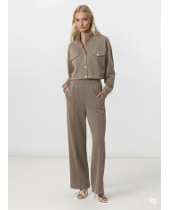 Düğmeli ve Fermuarlı Crop Eşofman Takım