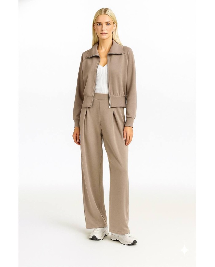 Dik Yaka Crop ve Şalvar Kesim Modal Takım