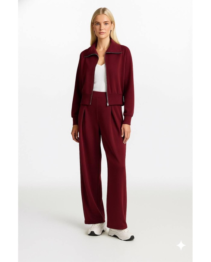 Dik Yaka Crop ve Şalvar Kesim Modal Takım