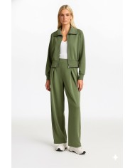 Dik Yaka Crop ve Şalvar Kesim Modal Takım