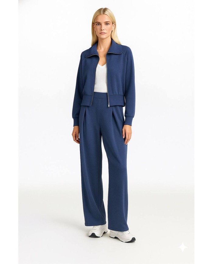 Dik Yaka Crop ve Şalvar Kesim Modal Takım