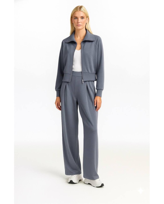 Dik Yaka Crop ve Şalvar Kesim Modal Takım