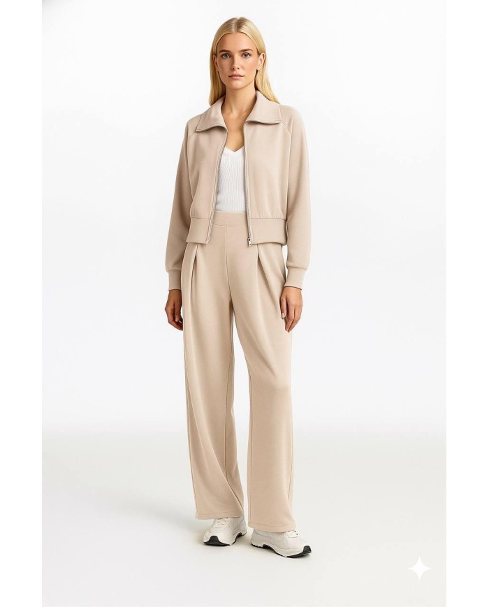 Dik Yaka Crop ve Şalvar Kesim Modal Takım