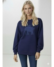 Fil Motifli ve Taş Baskılı Sweatshirt