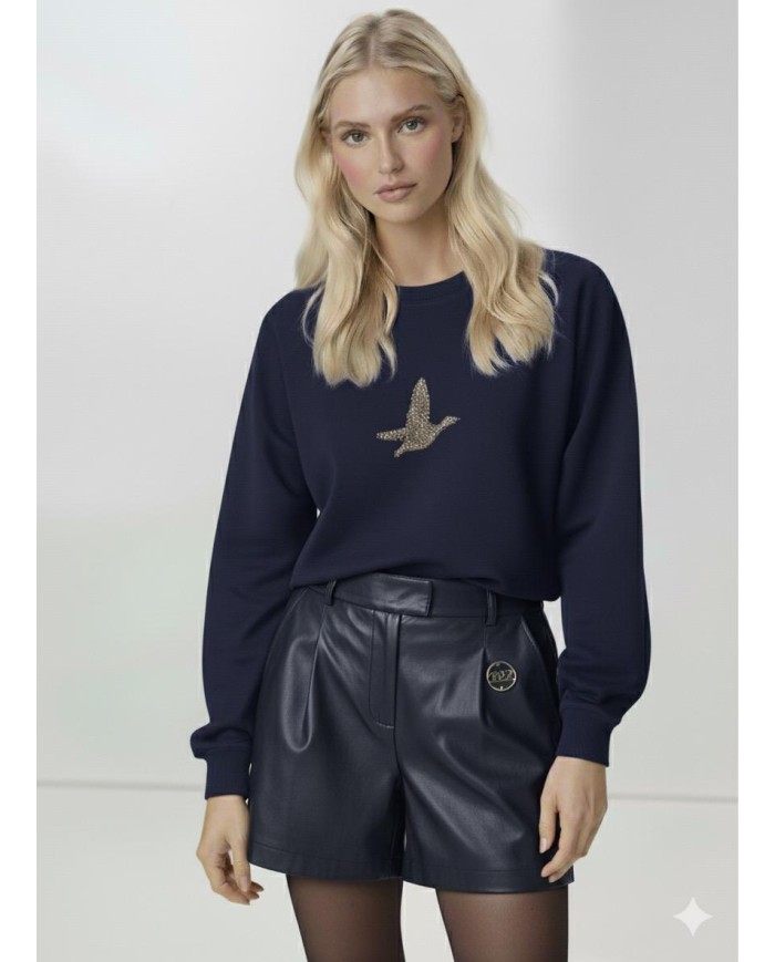 Antrasit Taş Baskı Sweatshirt