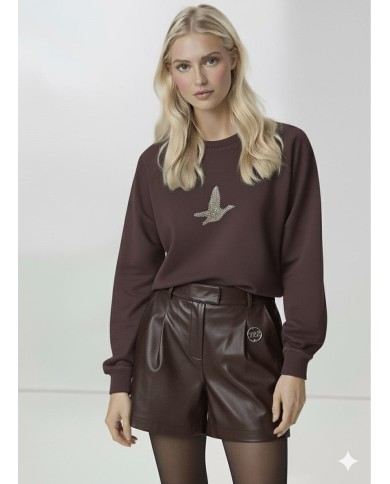 Antrasit Taş Baskı Sweatshirt