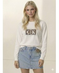 Taş Baskı Leopar Desenli Sweatshirt