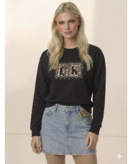 Taş Baskı Leopar Desenli Sweatshirt