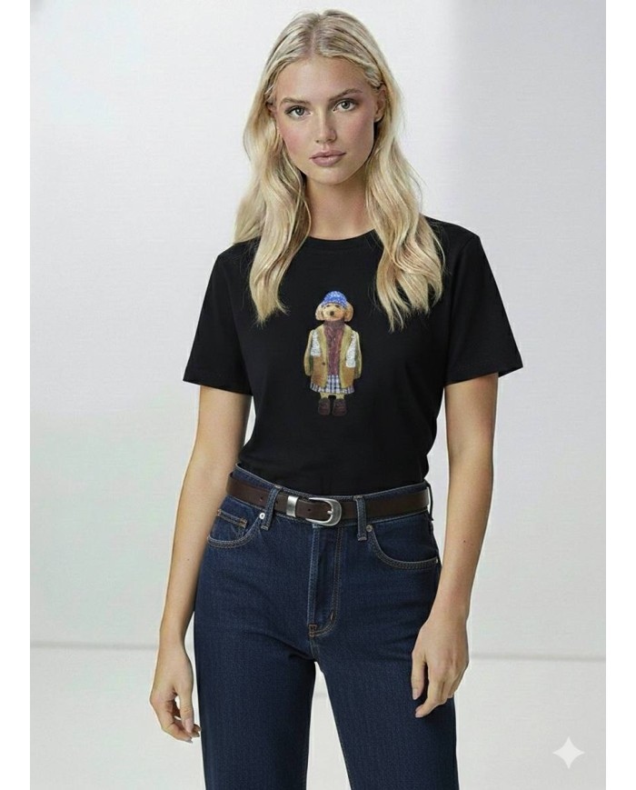 Aplike Köpek Detaylı T-Shirt