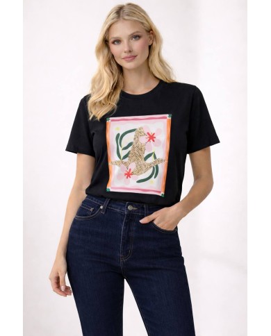 Hotfix Taş İşleme Çiçek Detaylı T-Shirt