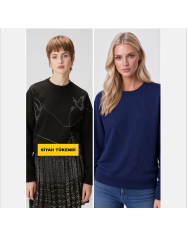 Deri ve DTF Kuş Motifli Sweatshirt