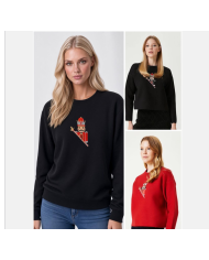 Kurşun Asker Motifli Taşlı Nakışlı Sweatshirt